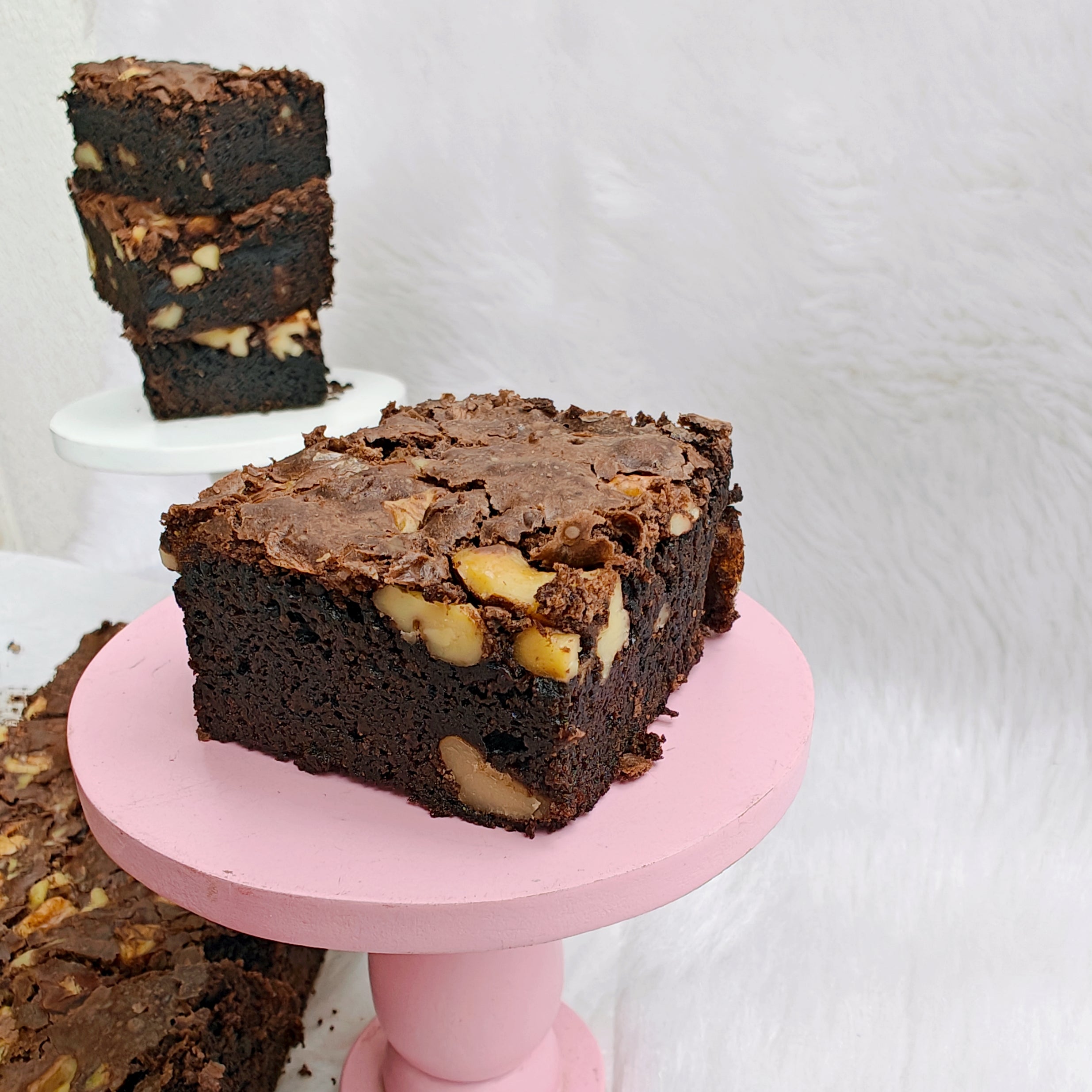 Chocolate Walnut Brownie Cake