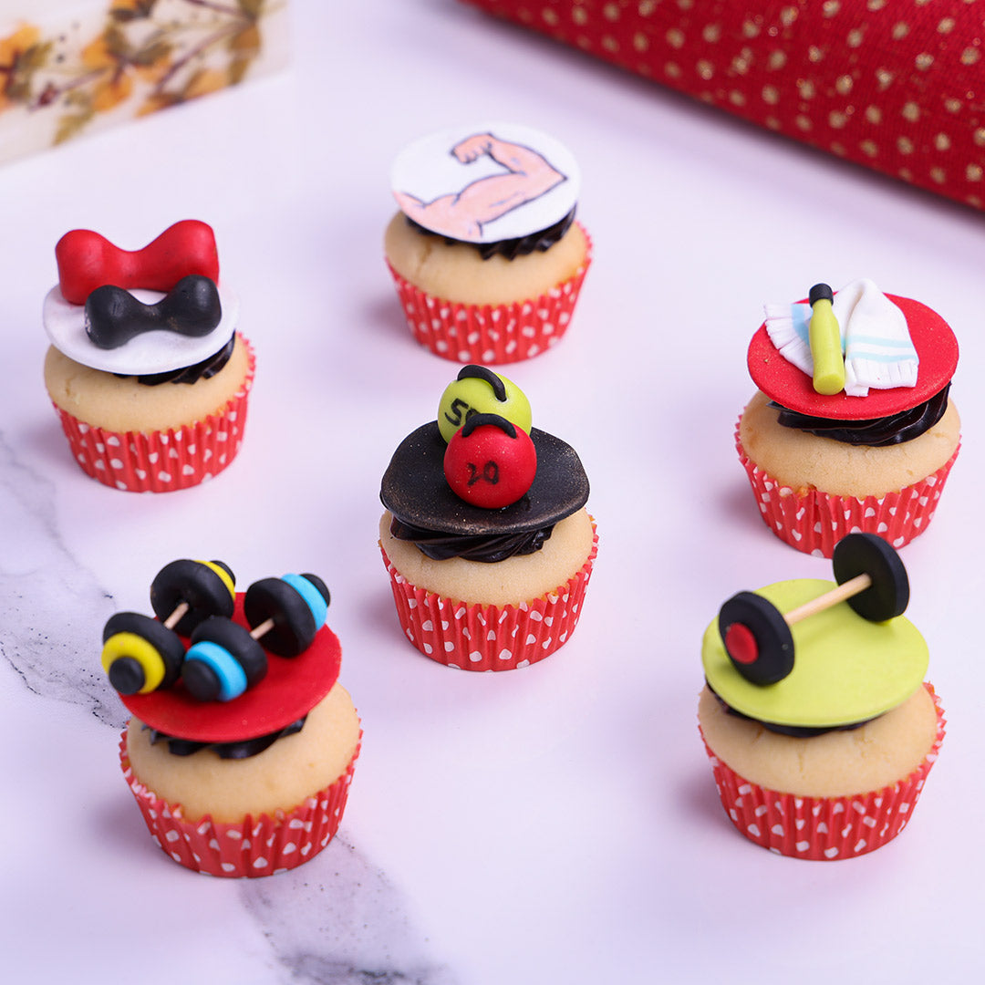 Gym Fitness Theme Cupcakes (Pack of 6)