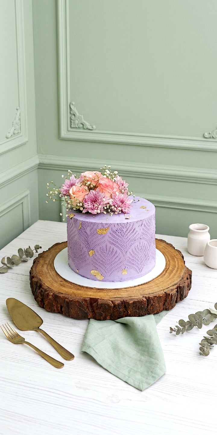 Floral Lilac Engagement Designer Cake