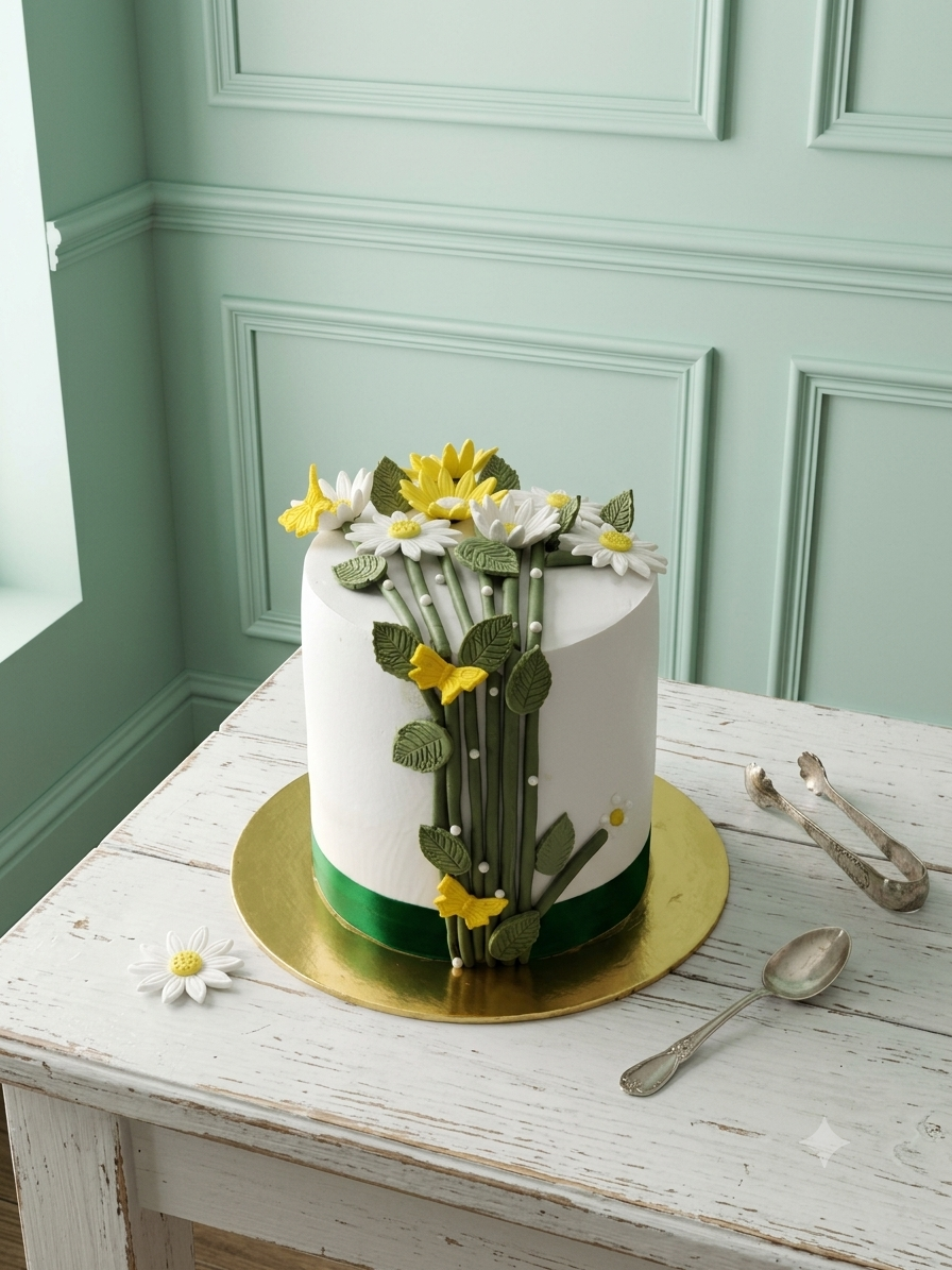 Floral Pretty Green Designer Cake