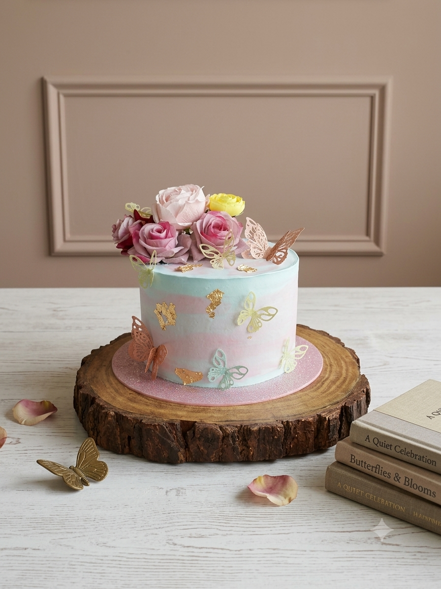 Floral Rose Butterfly Designer Cake