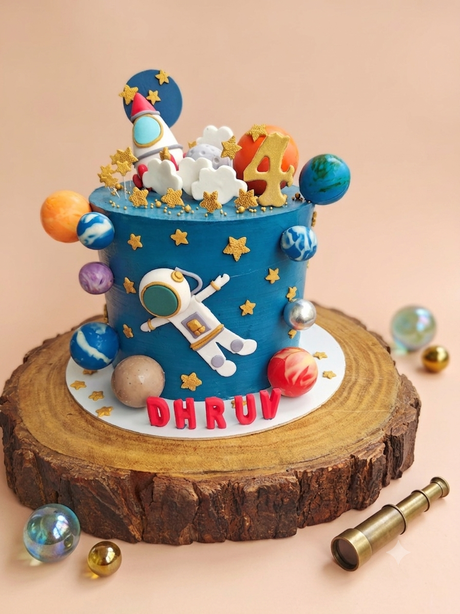 Space Astronaut Theme Birthday Cake