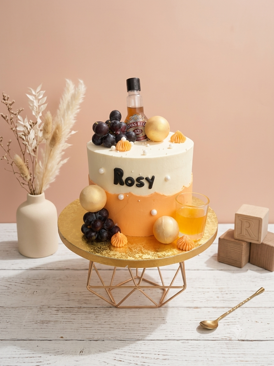 Whiskey Bottle Theme Birthday Cake