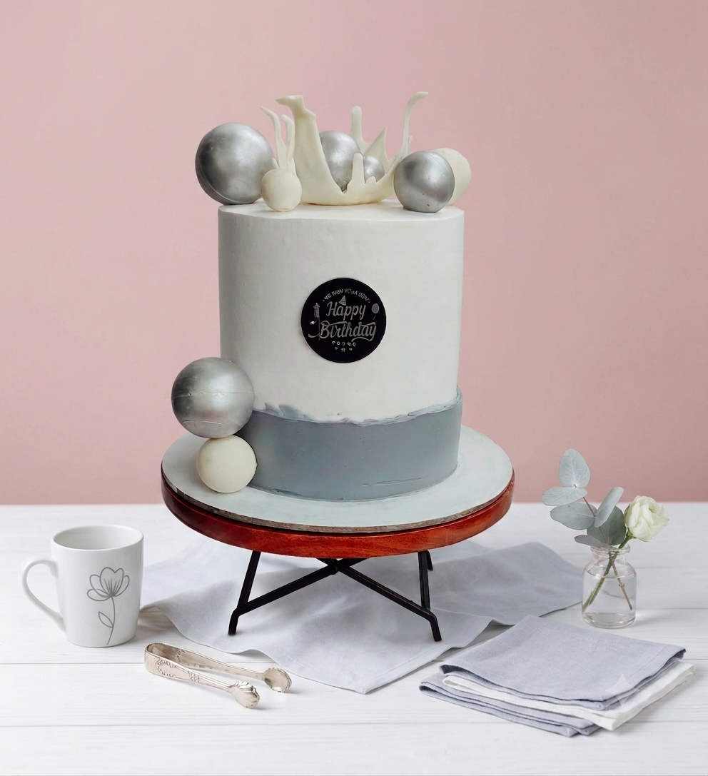 White Chocolate Ball & Abstract Celebration Cake