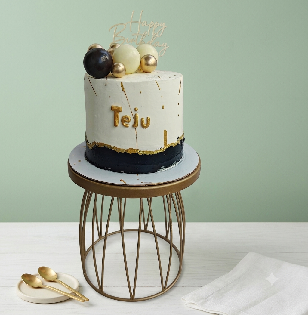 White & Black Marbled Celebration Cake
