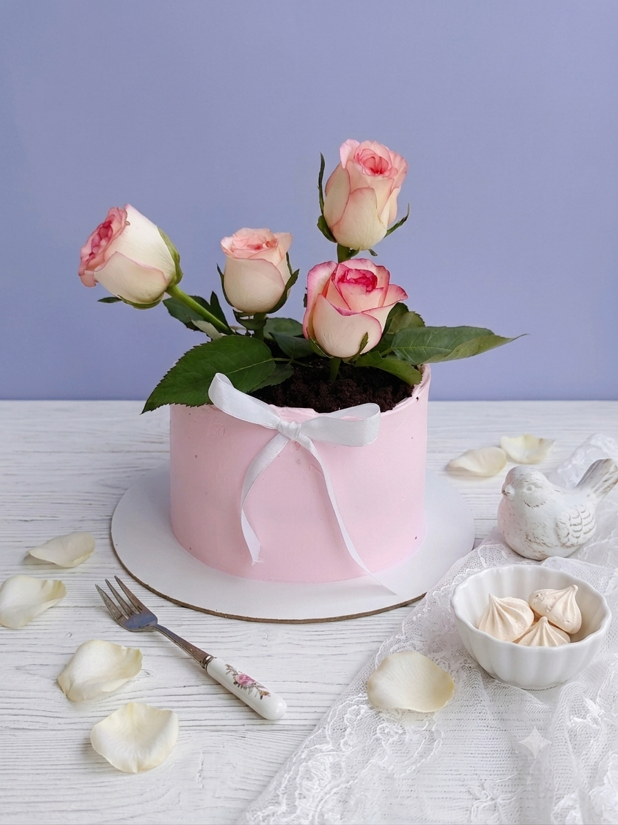 Flower Pot Theme Cake
