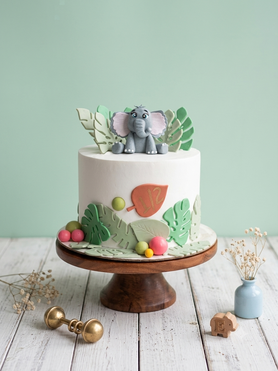 Jungle Elephant Theme Cake