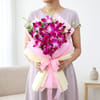 Purple Orchid Bouquet And Dutch Truffle Cake Gift Combo